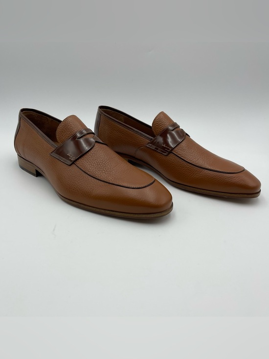 Mezlan SZ 14M Camel Tonal Contrast Pebble Leather Classic Penny Loafer-MSRP $425 main image 6